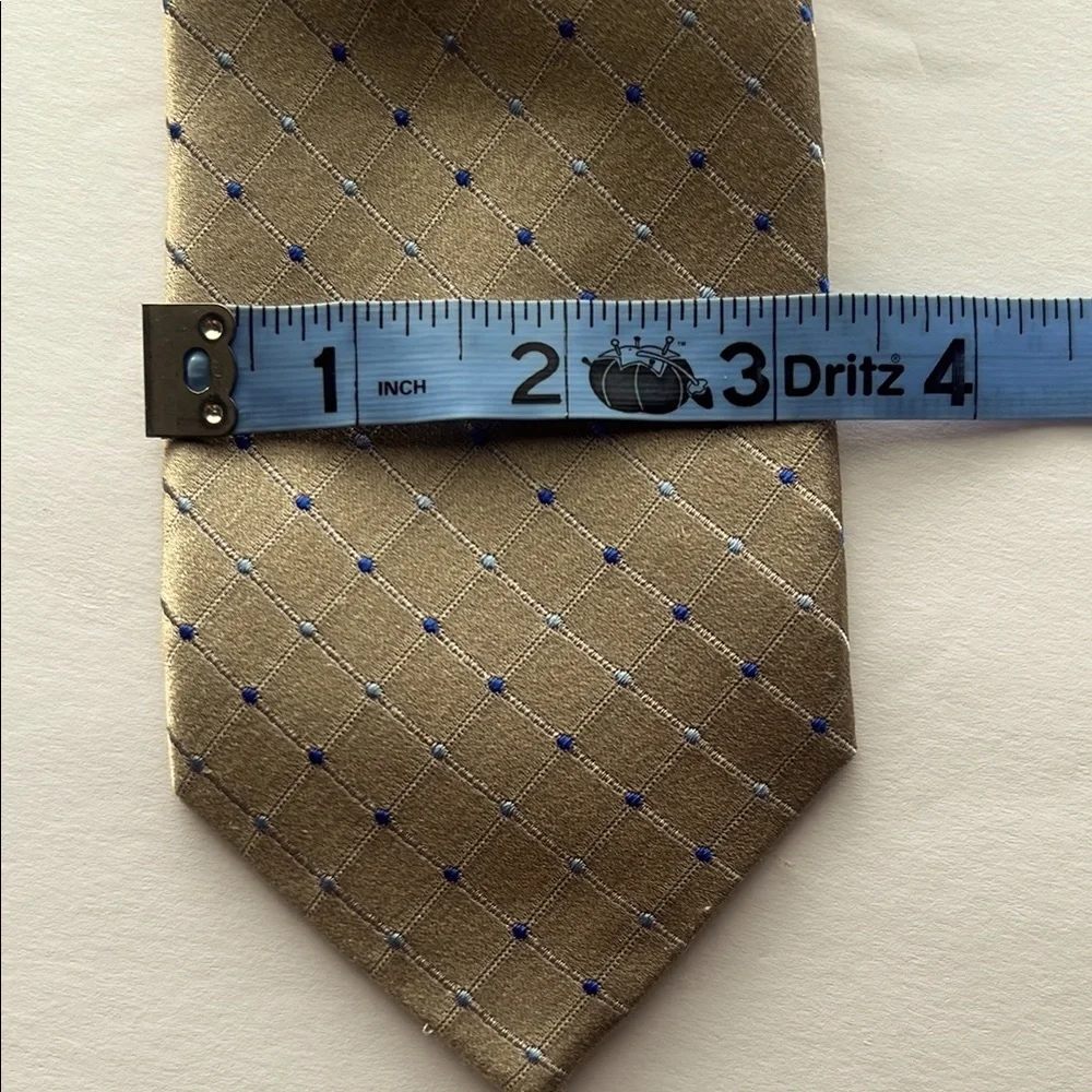 Stafford Tan and Blue‎ Classic  100% Silk Tie with Geometric Pattern